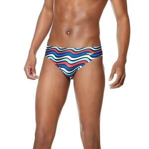New Speedo Men's Wavy Mood Solar 1" Swim Race Brief Bittersweet 38" 7730211